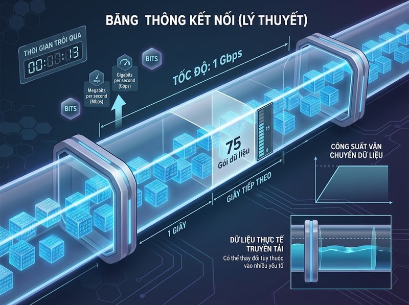 Băng thông và lượng dữ liệu hệ thống có thể truyền trong một khoảng thời gian