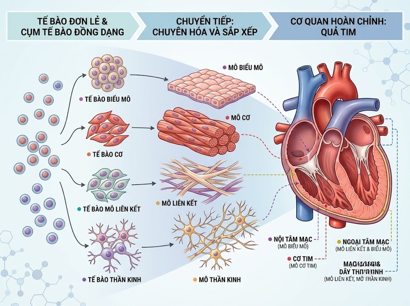Cơ quan sinh học và cách nhiều loại mô phối hợp thực hiện chức năng