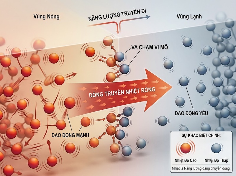 Dẫn nhiệt và cơ chế truyền năng lượng giữa các hạt vật chất