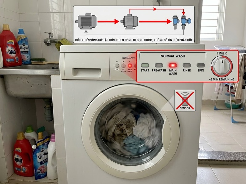 Phân biệt điều khiển vòng hở và vòng kín theo cơ chế phản hồi