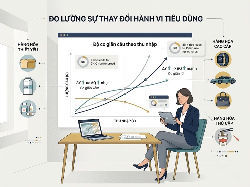 Độ co giãn của cầu theo thu nhập và cách nhận diện loại hàng hóa