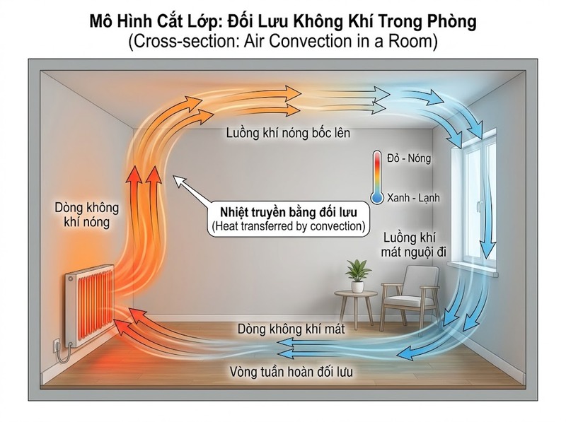 Đối lưu và cách chênh lệch nhiệt độ tạo chuyển động dòng vật chất
