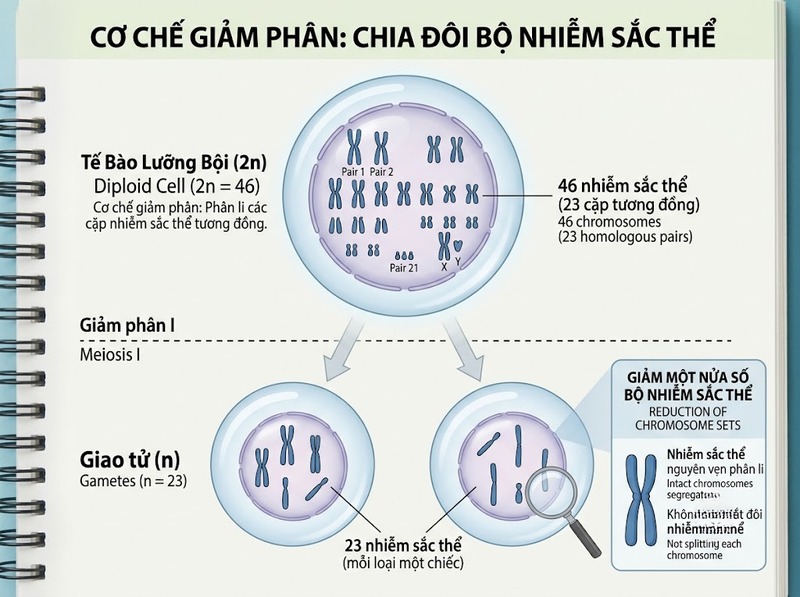 Giảm phân và cách tạo giao tử có số nhiễm sắc thể giảm một nửa