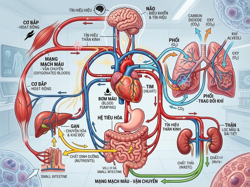 Hệ cơ quan và cách nhiều cơ quan phối hợp duy trì chức năng sống