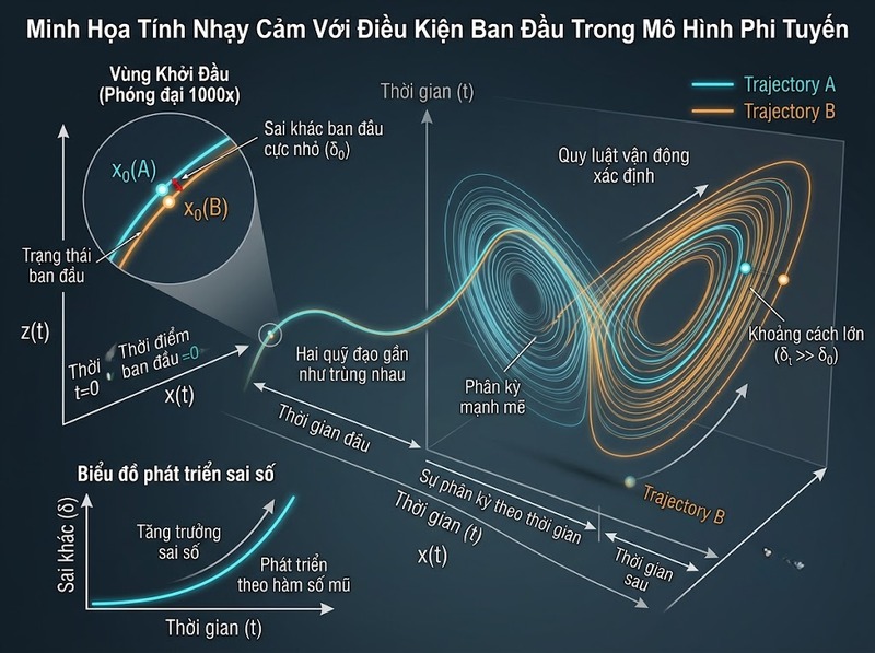 Hệ hỗn loạn và giới hạn dự báo dài hạn trong hệ xác định phi tuyến