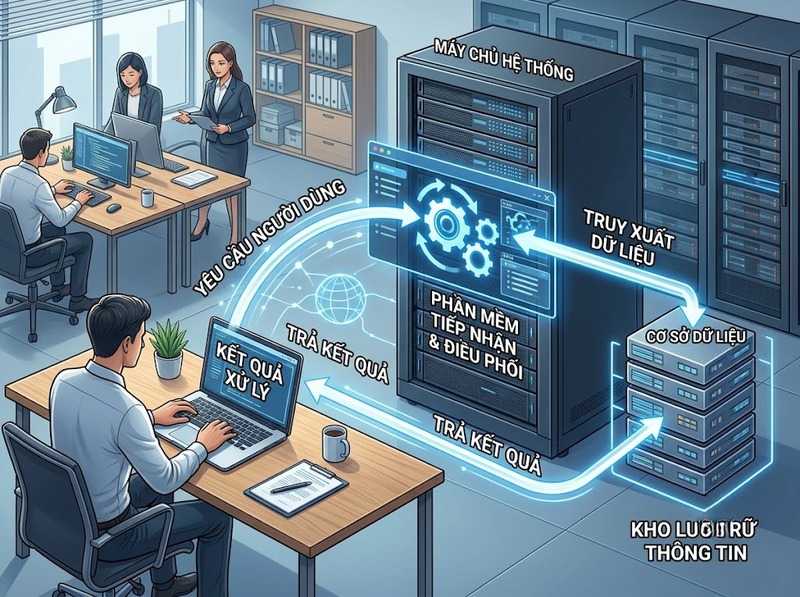 Hệ thống công nghệ và mối liên kết giữa phần cứng, phần mềm, dữ liệu