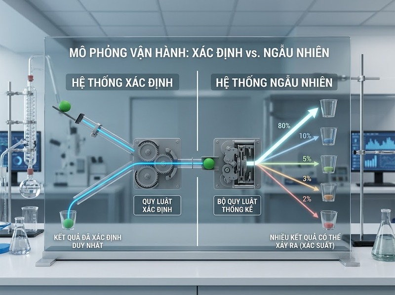 Phân biệt hệ xác định và hệ ngẫu nhiên theo khả năng dự đoán trạng thái
