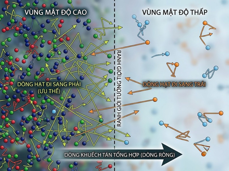 Khuếch tán và chuyển động ngẫu nhiên làm các hạt phân bố đều hơn