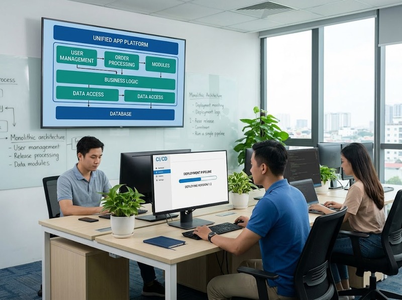 Kiến trúc monolithic và trường hợp nên triển khai ứng dụng nguyên khối