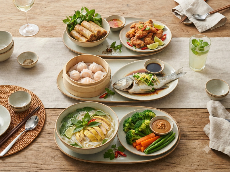 Cách cân đối món chiên, hấp và luộc trong thực đơn tiệc