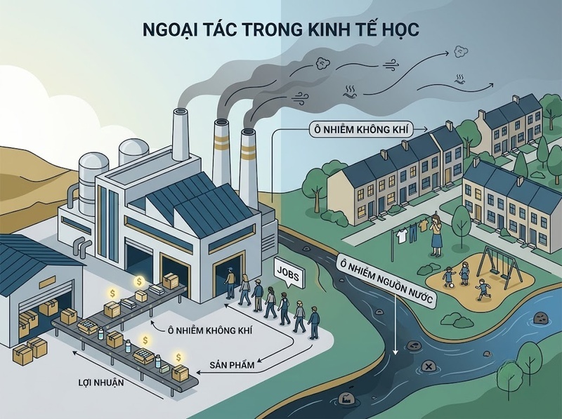 Ngoại tác và sự khác biệt giữa tác động tích cực, tiêu cực