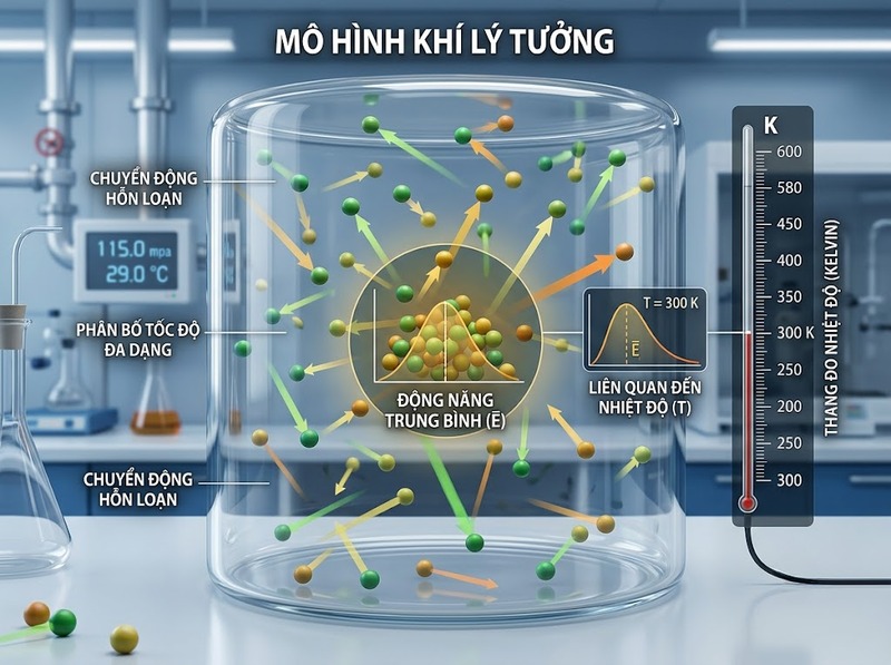 Phân biệt nhiệt độ và nhiệt năng theo mức chuyển động, tổng năng lượng hạt