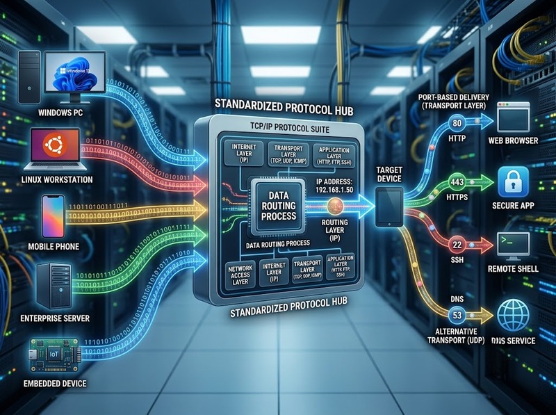 TCP IP và vai trò chuẩn hóa việc truyền dữ liệu giữa các thiết bị