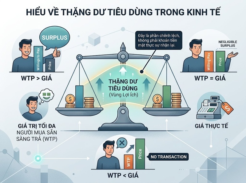 Thặng dư tiêu dùng và cách đo lợi ích kinh tế của người mua