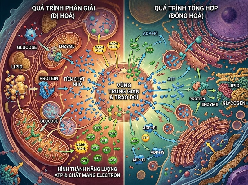 Trao đổi chất và mối quan hệ giữa đồng hóa, dị hóa trong tế bào