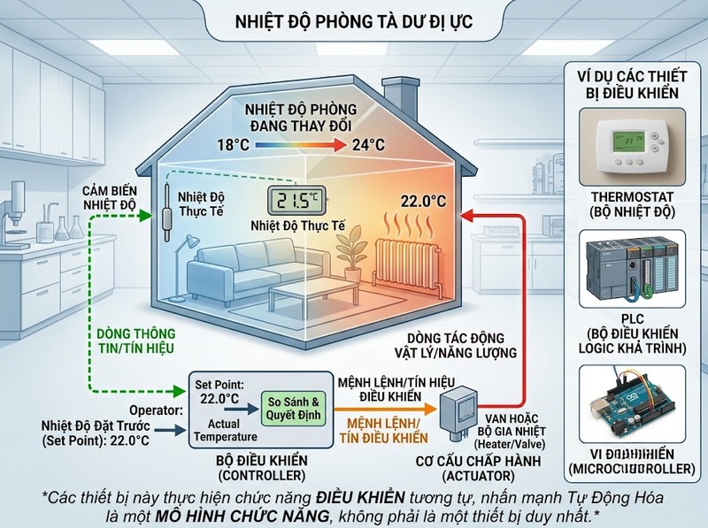 Tự động hóa và cách cảm biến, điều khiển, cơ cấu chấp hành phối hợp