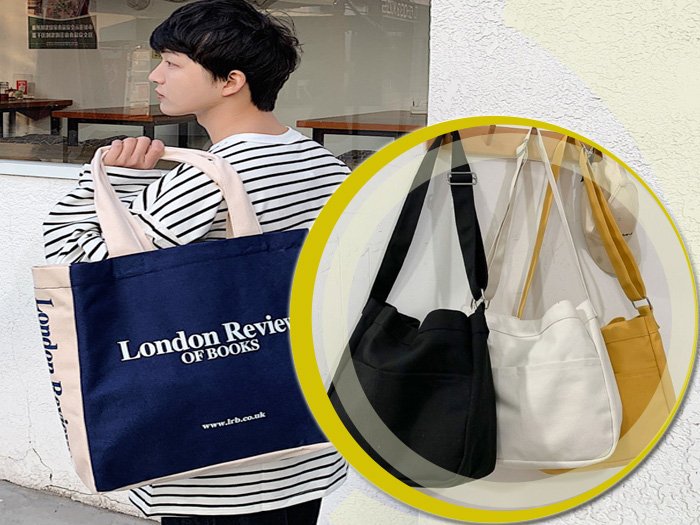 Top túi canvas Hàn Quốc phong cách unisex dành cho nam
