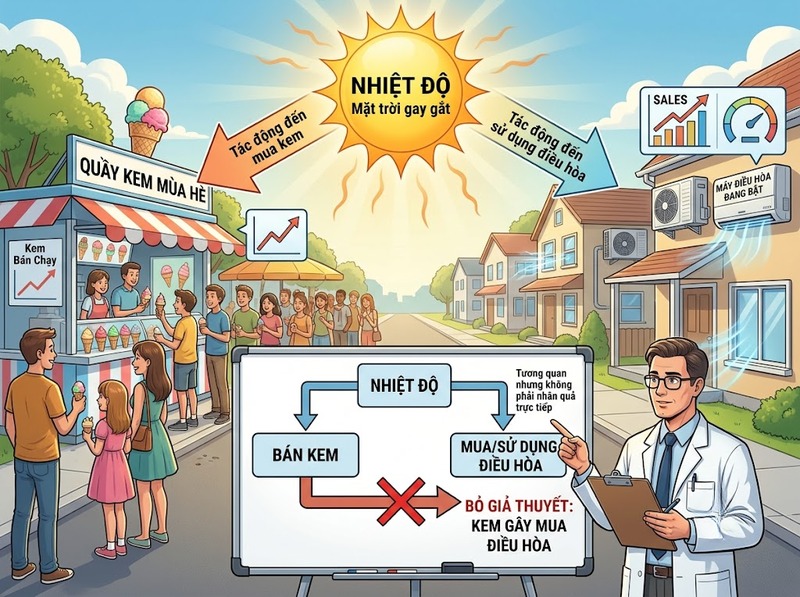 Phân biệt tương quan và nhân quả để tránh suy luận sai từ dữ liệu