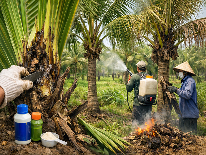 cách trị thối đọt dừa